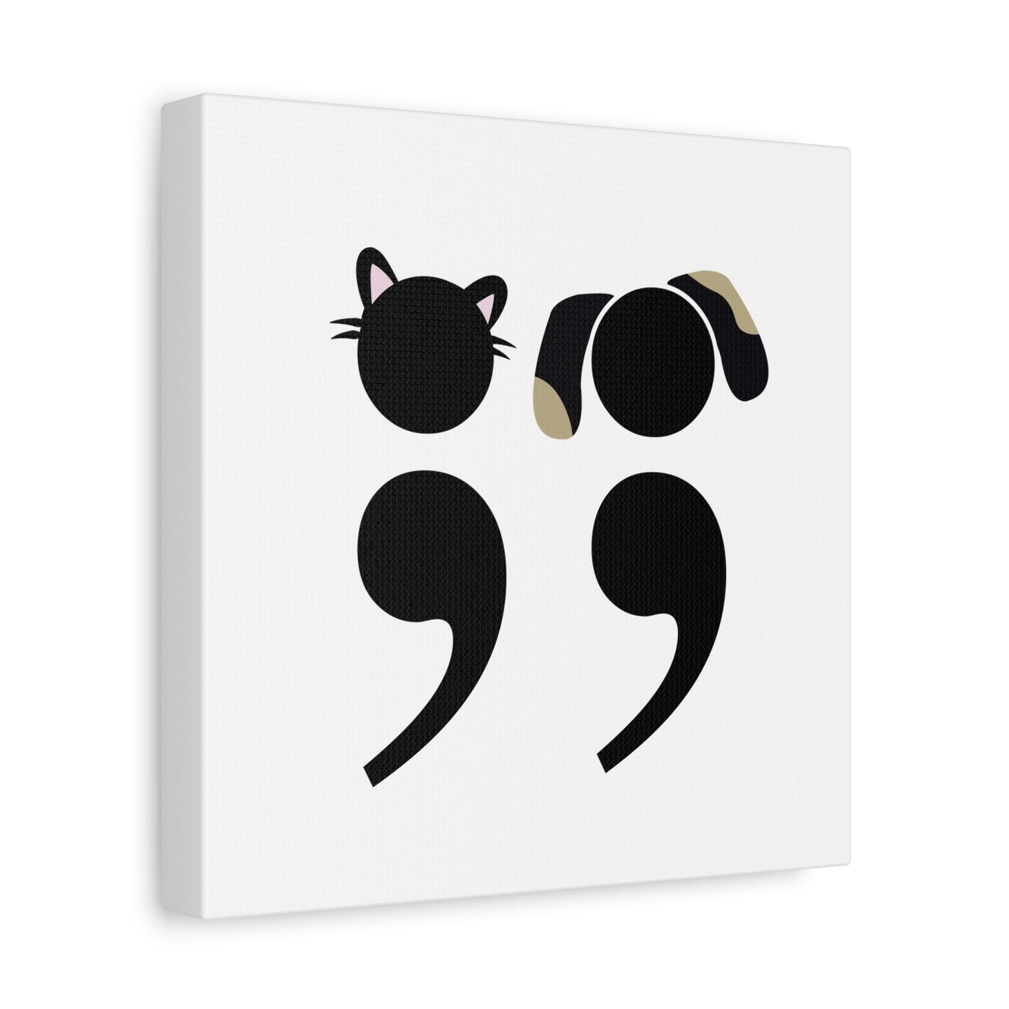 Minimalist canvas wall art featuring semicolon cat design for grammar nerds | hero shot