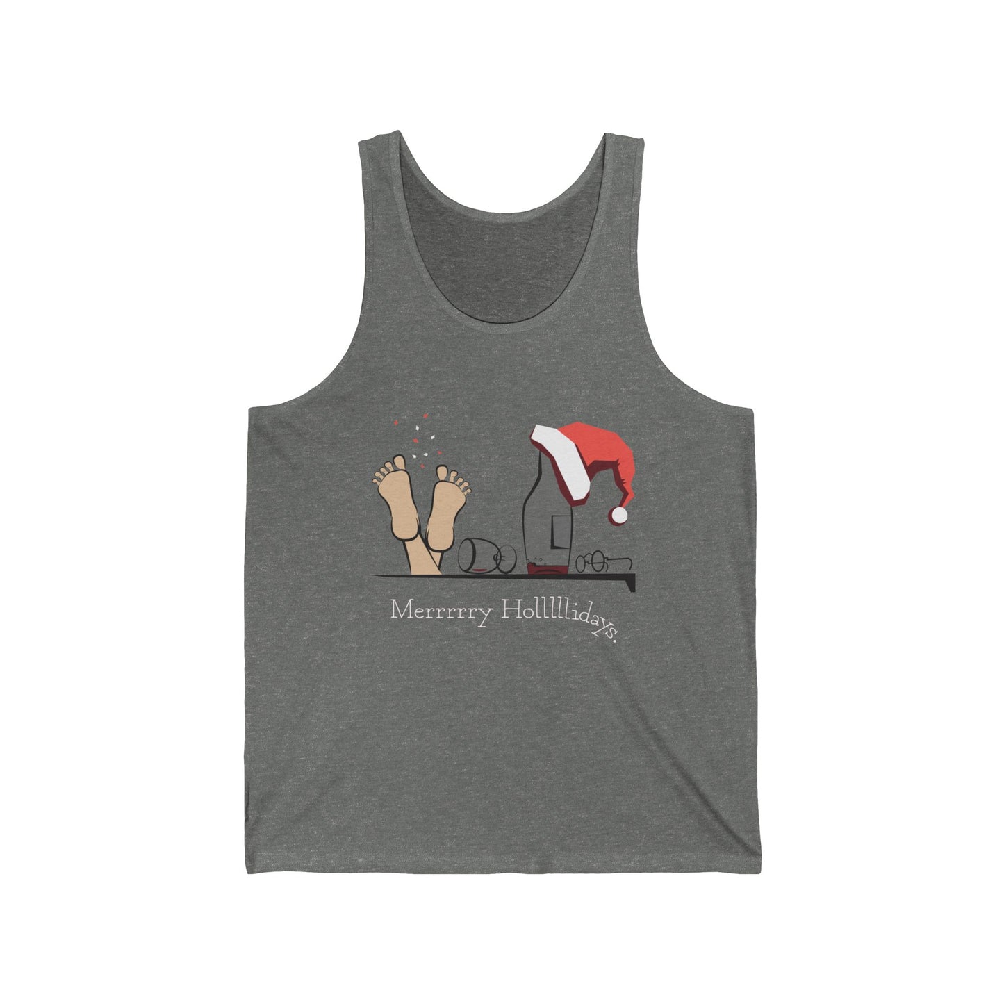 Tank Top Merry Holidays Drunk Santa Tank Top | Funny Boozy Christmas in July Shirt for Summer Celebrations