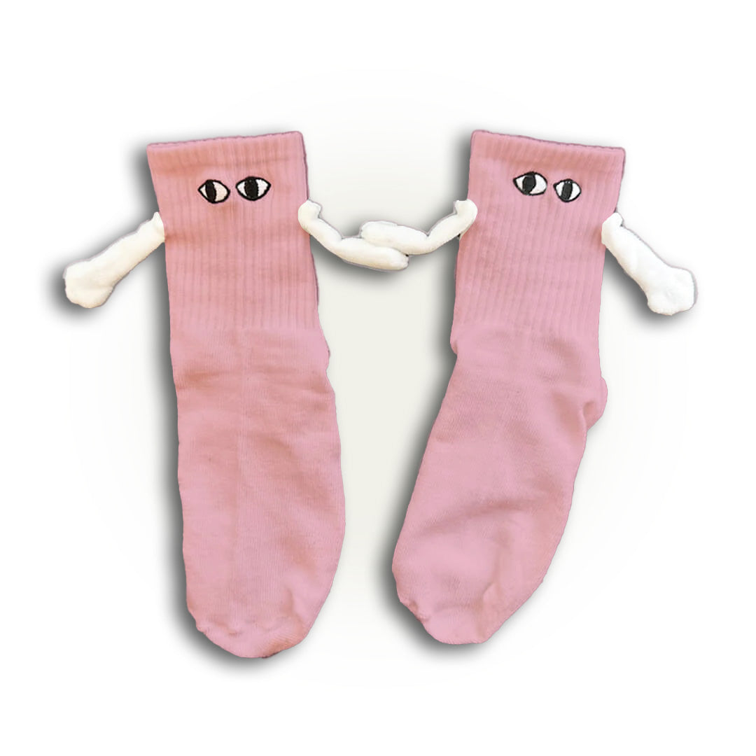 Accessories & Shoes Pink Hand-Holding Magnetic Socks | Embroidered Couple or Solo Gift