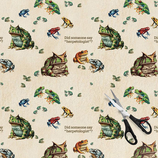 Frog Wrapping Paper | “Did Someone Say Herpetologist?” | Funny Gift Wrap for Science Nerds & Teachers