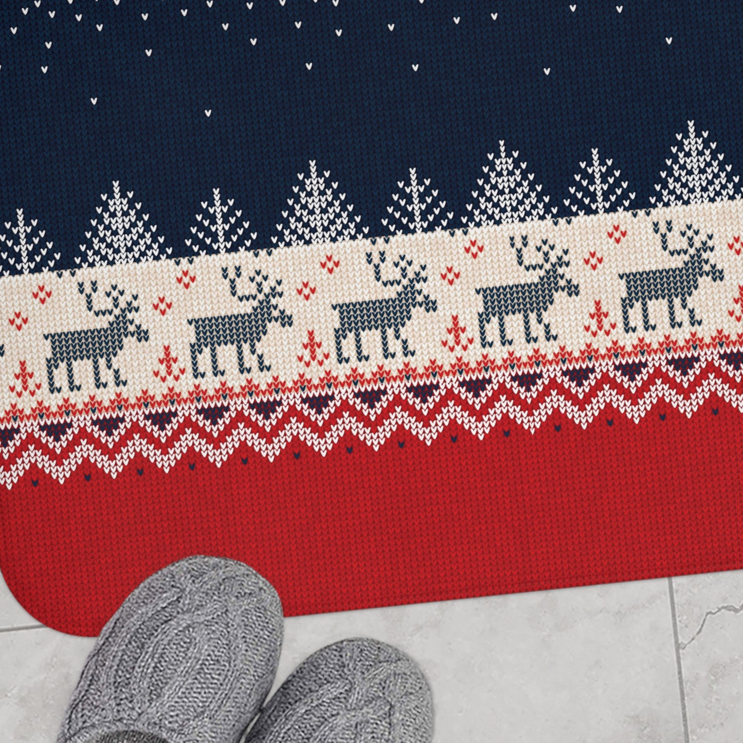 Ugly Reindeer Sweater Bath Mat | Funny Holiday Bathroom Decor | Memory Foam Comfort