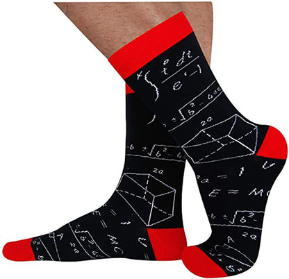 Black-Red-7 Accessories & Shoes Math Nerd Socks - Combed Cotton Footwear for Mathematicians | Geometry, Algebra, & Calculus Designs