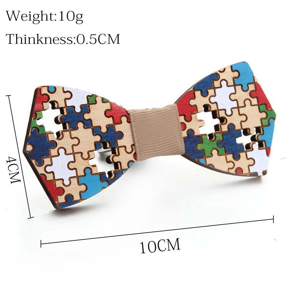 Shoes & Accessories Hand-Painted Wooden Puzzle Bow Tie | Special Occasion Accessories | Casual Wedding Ideas for Nerdy Groomsmen