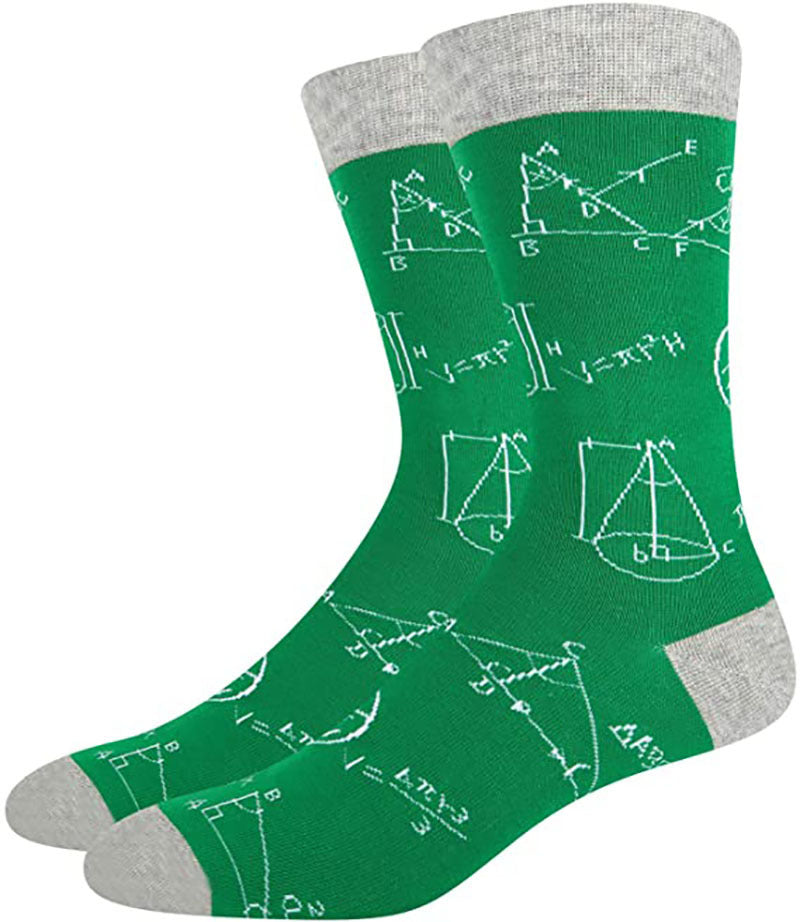 Green-7 Accessories & Shoes Math Nerd Socks - Combed Cotton Footwear for Mathematicians | Geometry, Algebra, & Calculus Designs