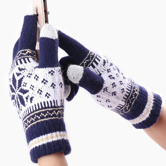 Nordic Knit Touchscreen Gloves | Unisex Fair Isle Winter Gloves for Commuting, Office, and Everyday Wear