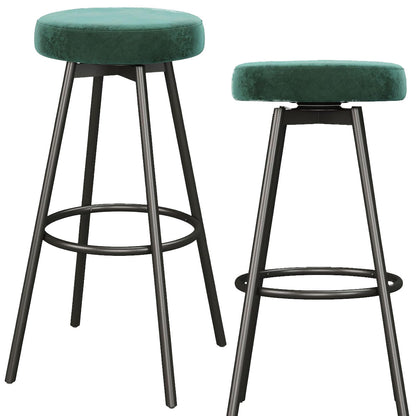 Home Stuff > Furniture > Backless Velvet Bar Stools Forest Green Velvet Bar Stools – Set of 2 | Matte Metal Base, Bar Height, Nerd-Approved Glam
