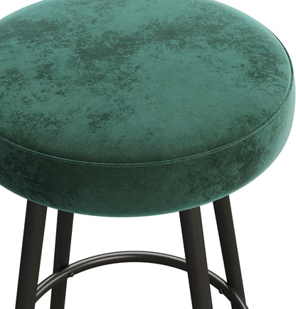 Home Stuff > Furniture > Backless Velvet Bar Stools Forest Green Velvet Bar Stools – Set of 2 | Matte Metal Base, Bar Height, Nerd-Approved Glam