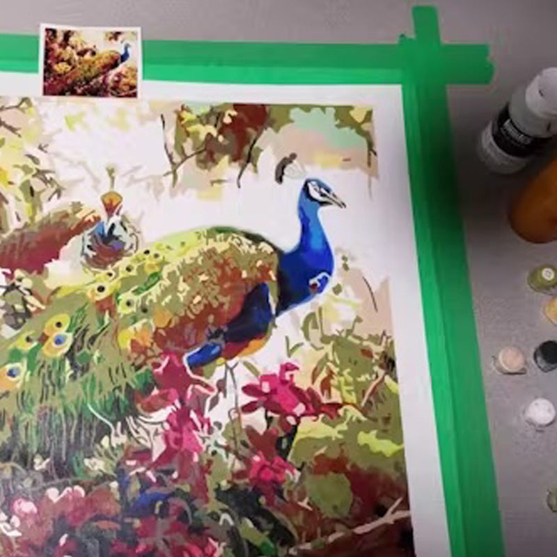 Games Peacock Paint-by-Numbers Kit | DIY Self-Care Art for Peacock Lovers | Free U.S. Shipping