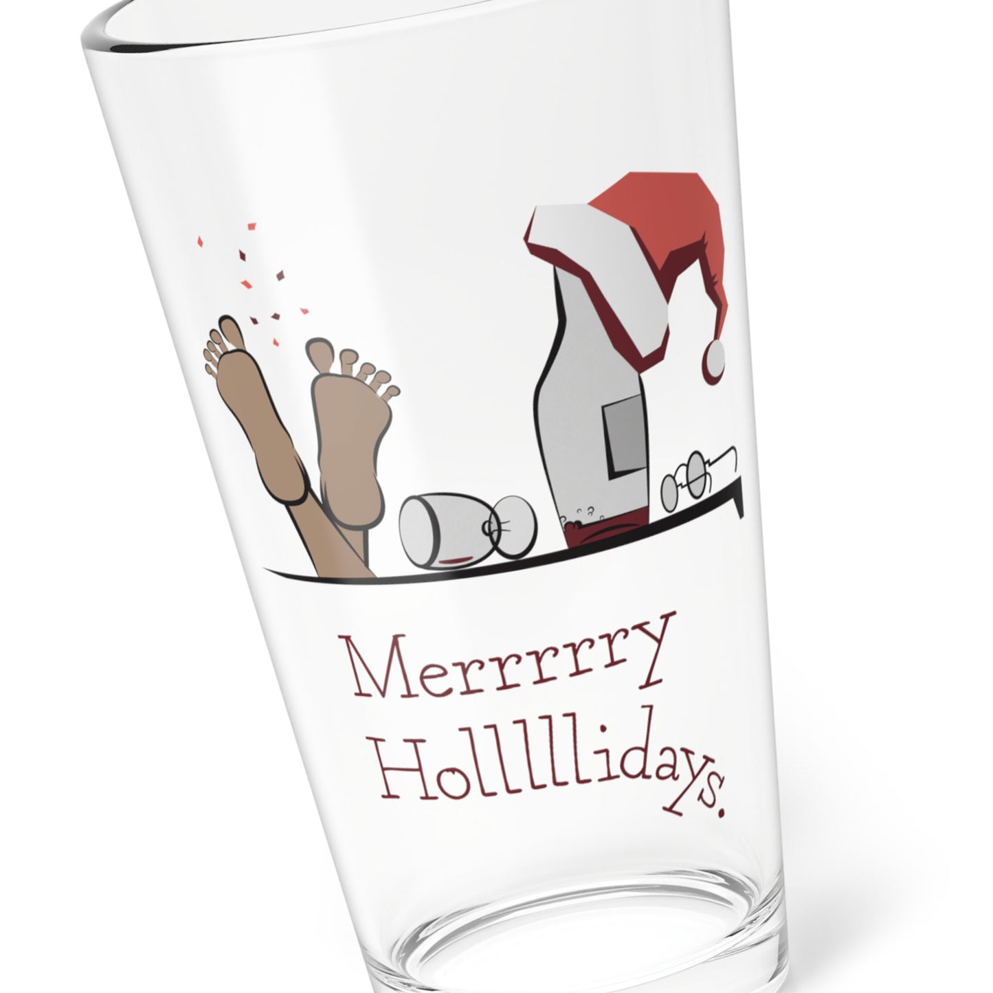 Kitchen & Dining Merry Holidays Drunk Santa Pint Glass | Funny Christmas Beer Glass for Holiday Parties