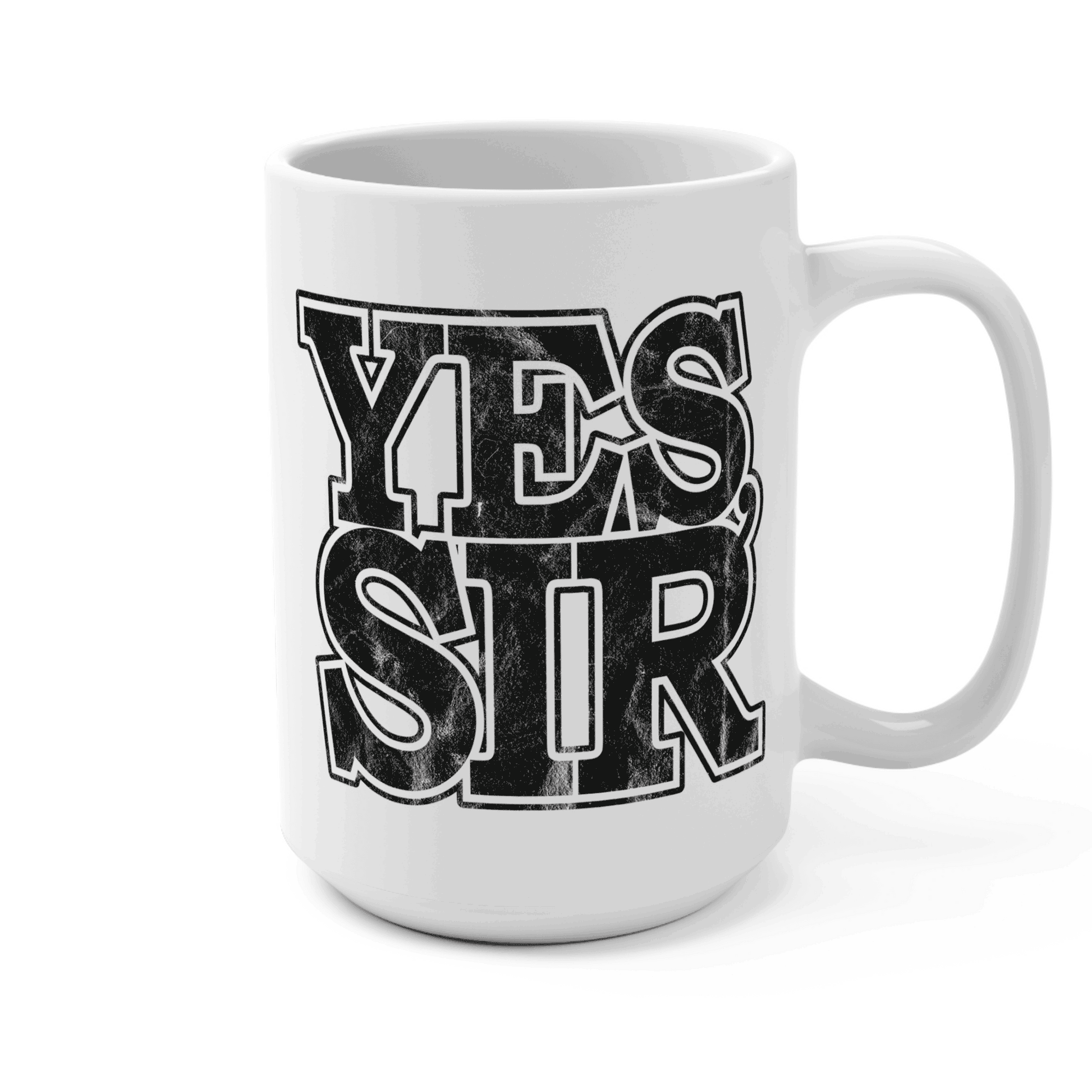 Sir Yes Sir 15oz Coffee Mug with Distressed Typography