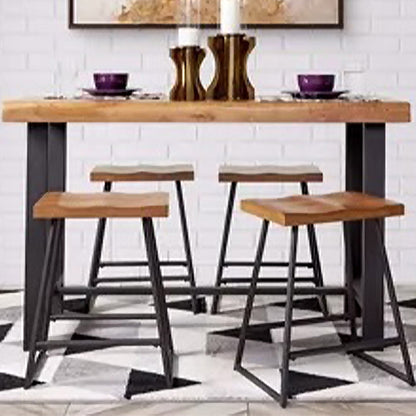 Home Stuff > Furniture > Backless Wood Counter Stools Set of 2 Backless Wood Counter Stools – 25” Seat Height, Black Metal Legs, Rustic Brown Finish