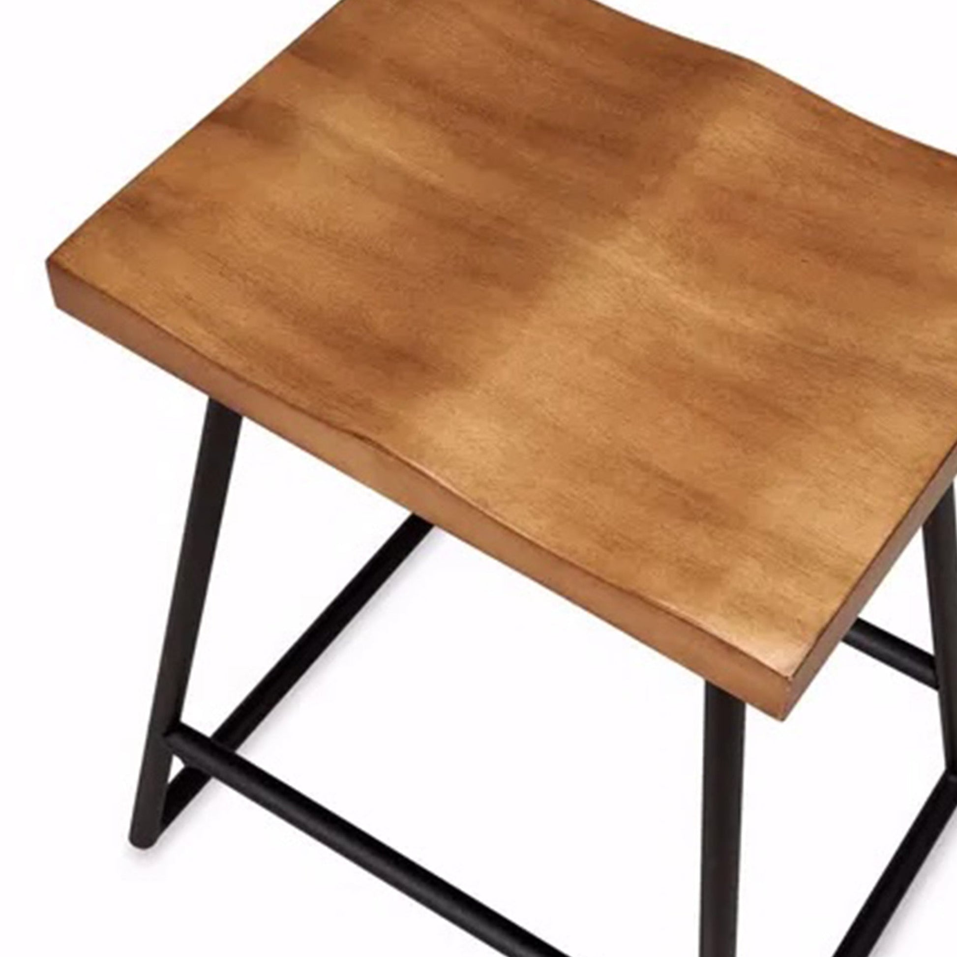 Home Stuff > Furniture > Backless Wood Counter Stools Set of 2 Backless Wood Counter Stools – 25” Seat Height, Black Metal Legs, Rustic Brown Finish
